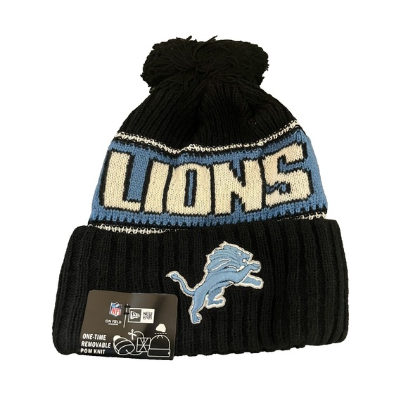 New Era Other - Detroit Lions Knit Winter‎ Hat Beanie New Era Cap FLEECE Lined Black NWT